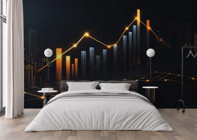 Abstract business black background with Colorful charts and graphs with statistics to innovative analyze business potential and forecast future development of companies growth. Wall mural