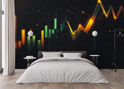 Abstract business black background with Colorful charts and graphs with statistics to innovative analyze business potential and forecast future development of companies growth. Wall mural