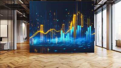 Abstract business black background with Colorful charts and graphs with statistics to innovative analyze business potential and forecast future development of companies growth. Wall mural