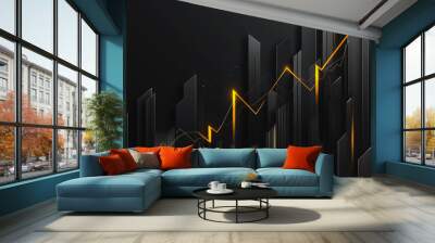 Abstract business black background with Colorful charts and graphs with statistics to innovative analyze business potential and forecast future development of companies growth. Wall mural