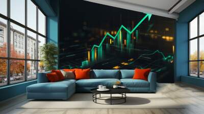 Abstract business black background with Colorful charts and graphs with statistics to innovative analyze business potential and forecast future development of companies growth. Wall mural