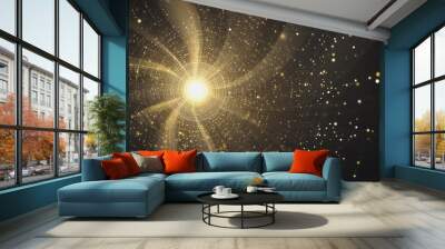 Abstract light explosion and network points, dot, earth's surface, digital background Innovation network points Earth's surface wave background digital wave information technology background Wall mural