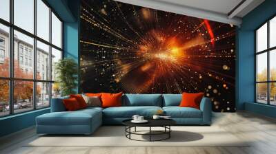 Abstract light explosion and network points, dot, earth's surface, digital background Innovation network points Earth's surface wave background digital wave information technology background Wall mural