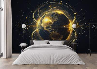 abstract network points, dot, earth's surface, digital background Innovation network points Earth's surface wave background Abstract digital wave background information technology background The backg Wall mural