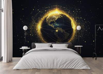 abstract network points, dot, earth's surface, digital background Innovation network points Earth's surface wave background Abstract digital wave background information technology background The backg Wall mural