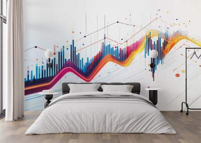 Abstract white background with Colorful charts and graphs with statistics to innovative analyze business potential and forecast future development of companies growth. Wall mural