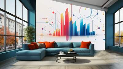 Abstract white background with Colorful charts and graphs with statistics to innovative analyze business potential and forecast future development of companies growth. Wall mural