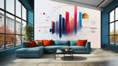 Abstract white background with Colorful charts and graphs with statistics to innovative analyze business potential and forecast future development of companies growth. Wall mural