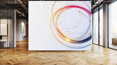 Abstract white background with Colorful circle lines. Digital future technology . Abstract business connection of lines from nodes innovation of communication in the network. Wall mural