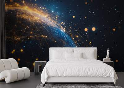 background Innovation network points Earth's surface wave background Abstract digital wave background information technology background The background is the background. gradient wave digital wave ban Wall mural