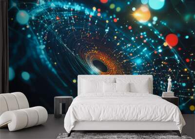 background Innovation network points Earth's surface wave background Abstract digital wave background information technology background The background is the background. gradient wave digital wave ban Wall mural