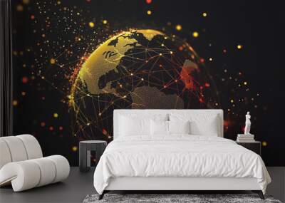 background Innovation network points Earth's surface wave background Abstract digital wave background information technology background The background is the background. gradient wave digital wave ban Wall mural