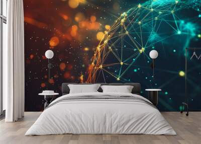 background Innovation network points Earth's surface wave background Abstract digital wave background information technology background The background is the background. gradient wave digital wave ban Wall mural