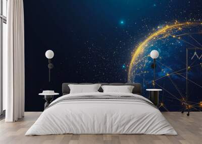 background Innovation network points Earth's surface wave background Abstract digital wave background information technology background The background is the background. gradient wave digital wave ban Wall mural