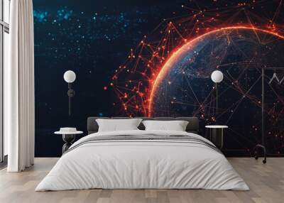 background Innovation network points Earth's surface wave background Abstract digital wave background information technology background The background is the background. gradient wave digital wave ban Wall mural