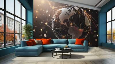 background Innovation network points Earth's surface wave background Abstract digital wave background information technology background The background is the background. gradient wave digital wave ban Wall mural