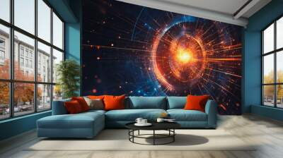 background Innovation network points Earth's surface wave background Abstract digital wave background information technology background The background is the background. gradient wave digital wave ban Wall mural