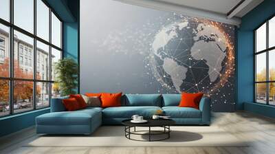 background Innovation network points Earth's surface wave background Abstract digital wave background information technology background The background is the background. gradient wave digital wave ban Wall mural