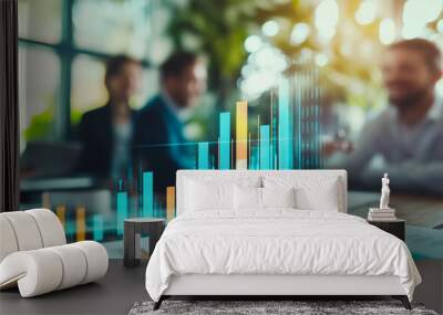 Business person evaluates metrics for charts and graphs with statistics to innovative analyze business potential and forecast future development of companies growth., setting goals for expansion. Wall mural