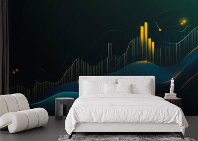 Charts and graphs with statistics for innovation Digital analyzes business potential and predicts future developments in the company's growth. Abstract black background Wall mural