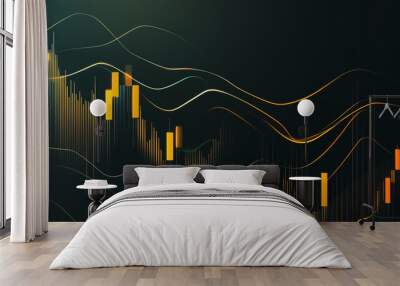 Charts and graphs with statistics for innovation Digital analyzes business potential and predicts future developments in the company's growth. Abstract black background Wall mural