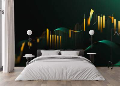 Charts and graphs with statistics for innovation Digital analyzes business potential and predicts future developments in the company's growth. Abstract black background Wall mural