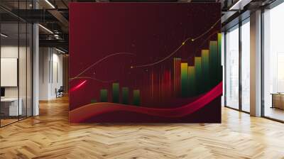 Charts and graphs with statistics for innovation Digital analyzes business potential and predicts future developments in the company's growth. Abstract black background Wall mural