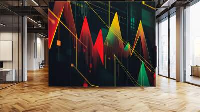 Charts and graphs with statistics for innovation Digital analyzes business potential and predicts future developments in the company's growth. Abstract black background Wall mural