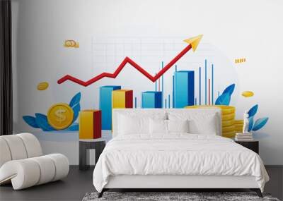 charts and graphs with statistics to innovative analyze business potential and forecast future development of companies growth. Wall mural