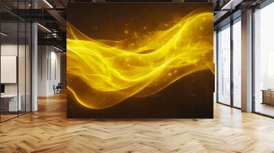 gold luxury background with golden line decoration and curve light effect with bokeh, Innovation digital background electromagnetic wave background digital wave background information technolog Wall mural