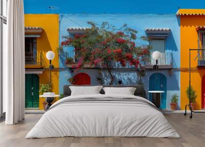 travel through vibrant colors, captivating architecture, travel joy, lively urban streets, travel ph Wall mural