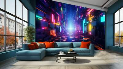 Vibrant and colorful neon textures that create a futuristic and energetic atmosphere. background Wall mural