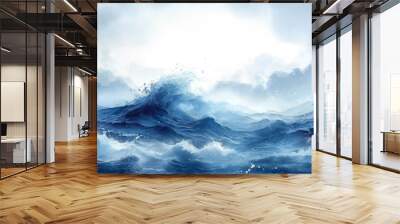 Abstract ocean wave watercolor painting background Wall mural