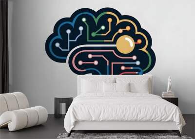 A creative illustration of a brain integrated with circuit patterns, representing the fusion of technology and neuroscience. Wall mural