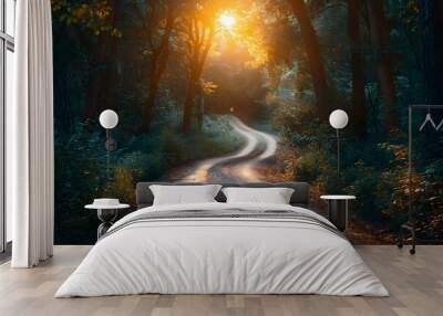 Illuminated Forest Path Offering Clarity and Insight on Life's Journey Wall mural