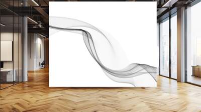 Abstract background with monochrome wave lines on white background. Wall mural