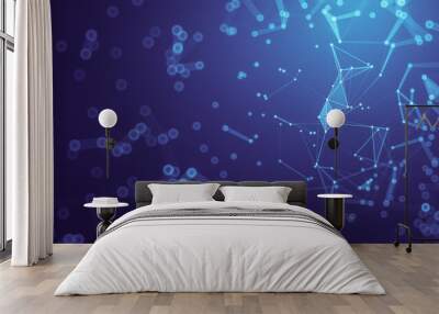 Abstract background. Molecules technology with polygonal shapes, connecting dots and lines. Connection structure. Big data visualization. Wall mural