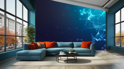 Abstract background. Molecules technology with polygonal shapes, connecting dots and lines. Connection structure. Big data visualization. Wall mural