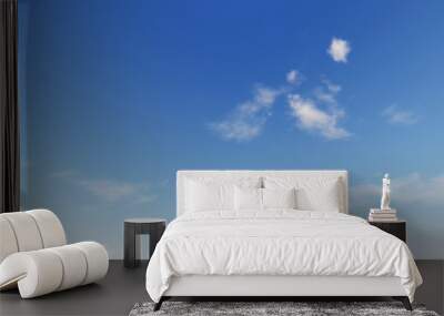 Cloudy blue sky abstract background, blue sky background with tiny clouds Wall mural