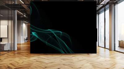 Dark abstract background with a glowing abstract waves Wall mural