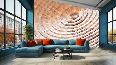 Beautiful view of the high wooden dome ceiling inside the building with modern style patterns Wall mural