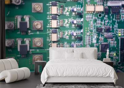 Close-up shot of green electronic circuit board Wall mural