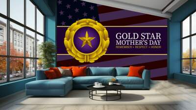 Gold star mothers day background vector illustration Wall mural