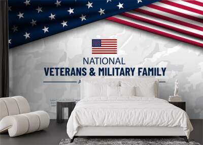 Happy National Veterans And Military Family Appreciation Month Is November. Background Vector Illustration Wall mural