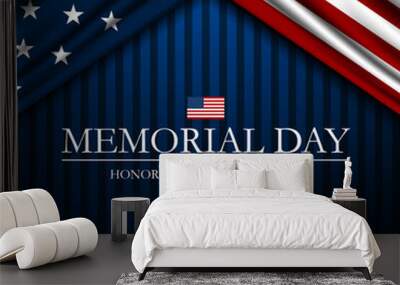 Memorial day background design with honoring all who served text Wall mural