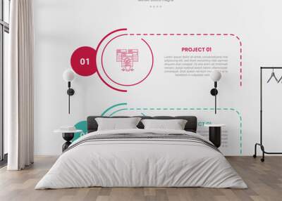 2 points template infographic outline style with 2 point stage or step comparison template with creative circle stack vertical for slide presentation Wall mural