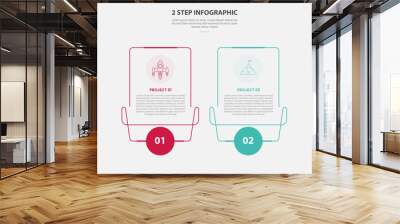 2 points template infographic outline style with 2 point stage or step comparison template with creative line box with swirl footer and circle bottom for slide presentation Wall mural