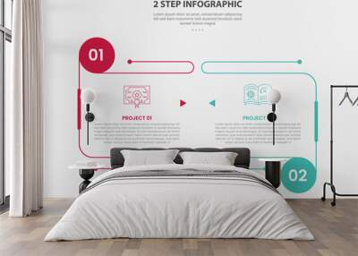 2 points template infographic outline style with 2 point stage or step comparison template with open box container with circle edge for slide presentation vector Wall mural