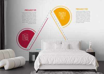 3 points template infographic outline style with 3 point step template with creative triangle structure with half circle edge for slide presentation Wall mural