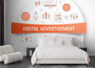 digital advertisement concept with icon concept with round or circle shape Wall mural